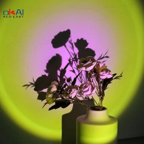 LED Sunset Red Projector Lamp Rainbow Atmosphere Night Light for Home Bedroom Wall Decoration USB Sun Projection Table Lamp