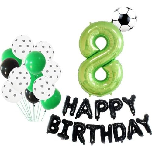 Football theme 1 2 3 4 5 6 7 8 9th birthday party decoration balloon 40 inch Green digital football latex balloon baby shower