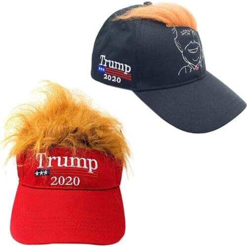 Unisex Funny Hair Wig Visor Baseball Cap 2020 President Embroidered Snapback Hat F3MD