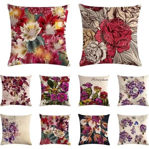 Vintage flower Home Decor Cushion Cover Style Throw Pillowcase Pillow Covers For Car Sofa Cartoon Rose Pillow Cover ZY1268