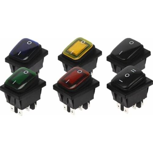 1Pcs KCD4 on-off 20A/250V 6 pin DPST IP67 Sealed Waterproof T85 Auto Marine Toggle Rocker Switch with LED 220V 30x22