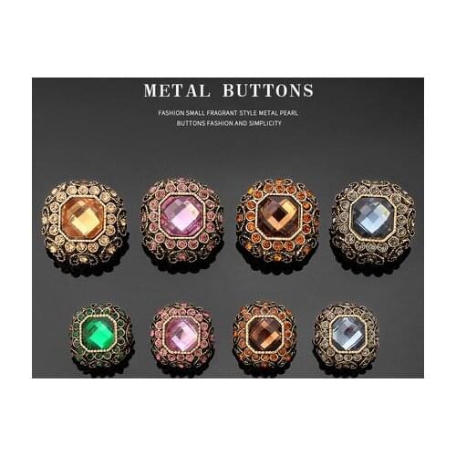 High Grade Button Cashmere Coat Woolen Windbreaker Tweed Coat Large Metal Button Rhinestone Diamond Decoration Accessories