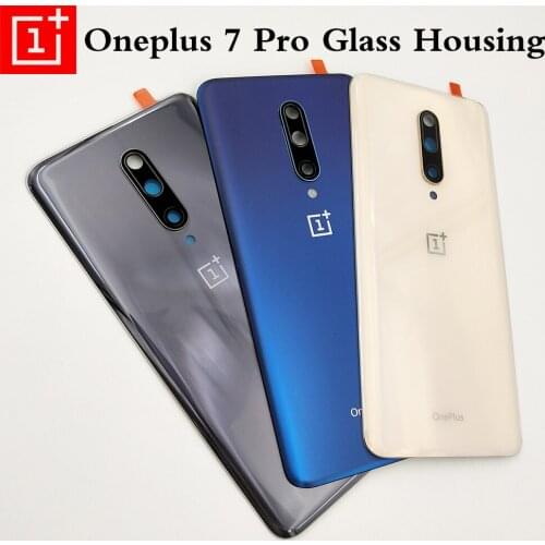 Back Glass OnePlus 7 Pro Battery Cover Door One Plus 7Pro Rear Housing Panel Case Oneplus 7pro Battery Cover+Camera Len+Adhesive