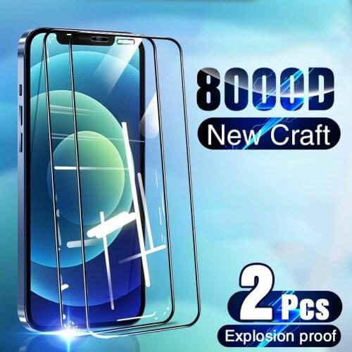 1-2PCS Full Cover Protective Glass on For IPhone 12 11 Pro Tempered Glass Film IPhone 6 6s 7 8 Plus X XR XS Max Screen Protector