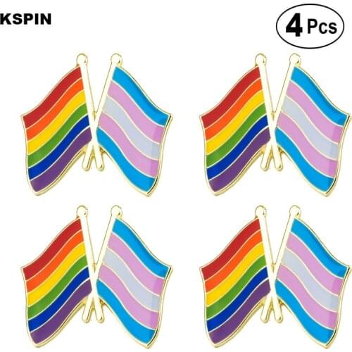 Rainbow & Transgender Pride Brooches Lapel Pin Flag badge Brooch Pins Badges 4pcs