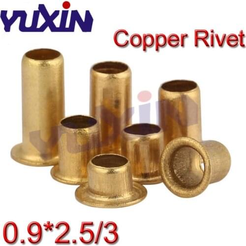 1000pcs /Lot High Quality M0.9*2.5/3 0.9mm Brand New Copper Hollow Rivet Double-Sided Circuit Board PCB Vias Nails