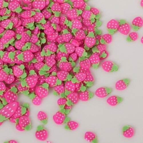 20g/Lots Strawberry Leaves Slices Polymer Hot Clay Sprinkles Scrapbooking Nail Art Decoration DIY Slime Filling Accessories 5mm