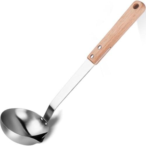 304 Stainless Steel Oil Spill Spoon Long Handle Oil Trap Clear Soup Spoon