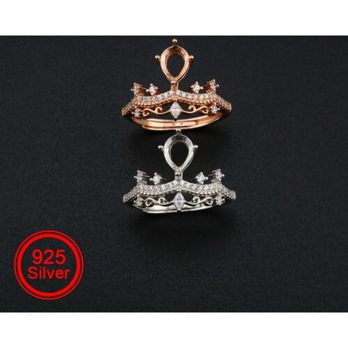 5x7MM Pear Prong Ring Settings Blank Vintage Style Crown Rose Gold Plated Solid 925 Sterling Silver DIY Bezel Tray 1294203