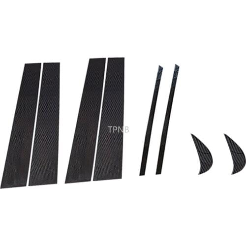 8PCS/set Carbon Fiber and Bright Black A+B+C Column Decoration Stickers for Toyota Camry 2018 XV70 8th Car Accessories