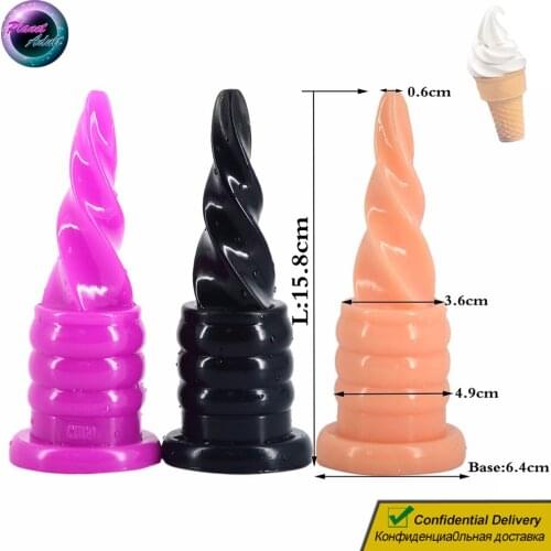 Ice-Cream PVC Anal Plug Dildo Masturbator Spiral with Suction Cup Pussy Anus Masturbation Tool Sex Toys for Women Gay Men BDSM