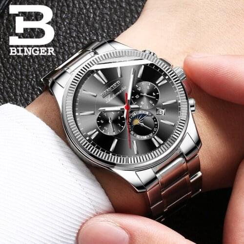 BINGER Watch Men Top Brand Automatic Mechanical Watches Fashion Luxury Watch 100M Waterproof Luminous Sport Casual Wristwatch