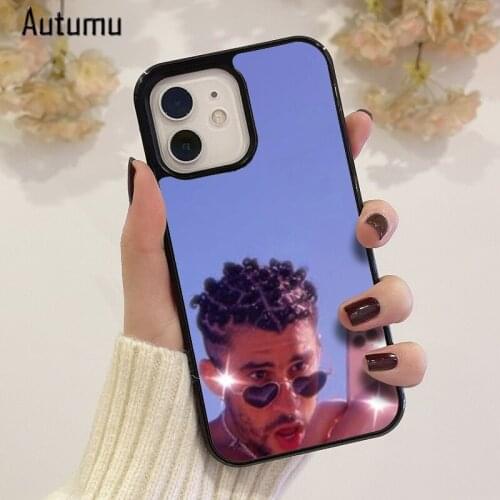 Phone Case for iPhone 12 mini X XS XR 11 Pro Max SE 2020 5 6S 7 8 Plus Samsung Galaxy S8 S9 S10 S20 S21 Bad Bunny blue Cover