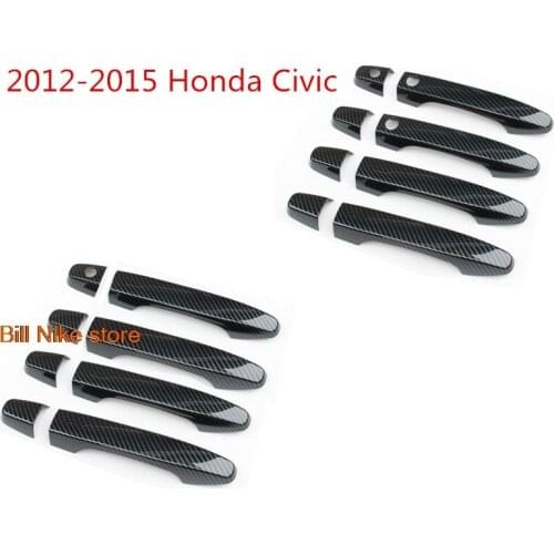 For Honda Civic CRV 2012-2015 door handle cover handles covers plastic Chrome accessories Carbon fiber grain car decoration