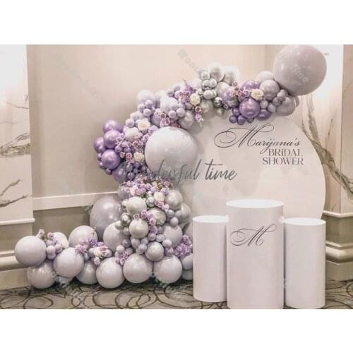 Doubled Purple Balloons Garland Wedding Decoration Chrome Silver Ballon Arch Engagement Anniversary Birthday Party Decorations