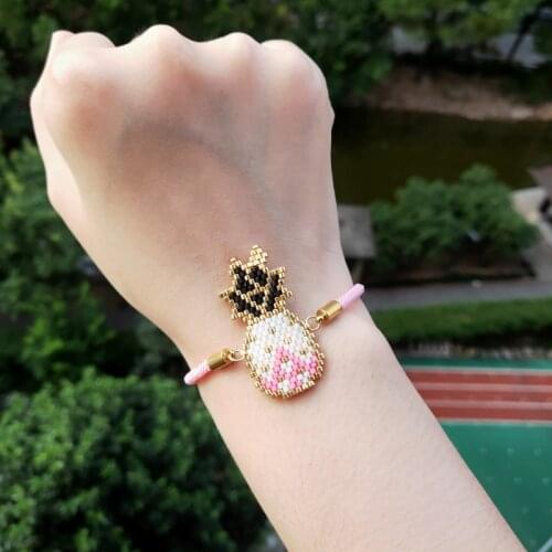 FAIRYWOO Pink Pineapple Bracelet Handmade Jewelry Charm Bangles Miyuki Bracelet Bead bileklik Friendship Bracelets Sweet Gifts