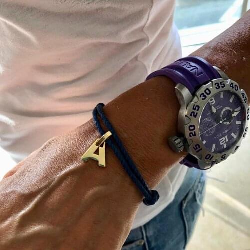 GULCE DERELI, LETTER CHARM PURPLE BRACELET, INITIAL BRACELET, CHARM BRACELETS GIFT BOX, GOLD/SILVER PLATED