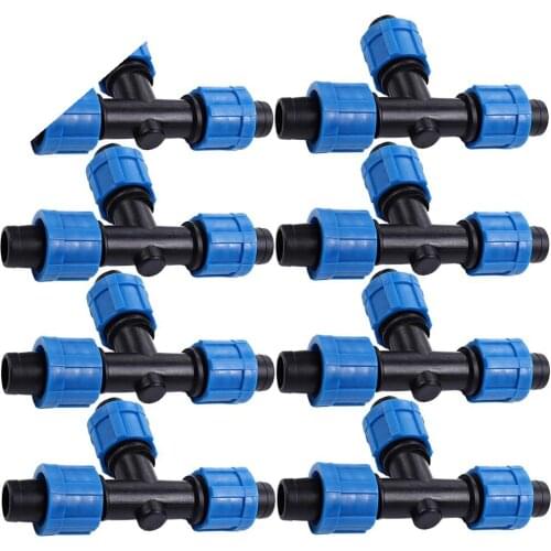 10PCS Greenhouse Drip Tape for Irrigation 16mm Hose Repair 5/8'' Couplings Tee 3-Way Quick Connector Thread Lock Extension Joint