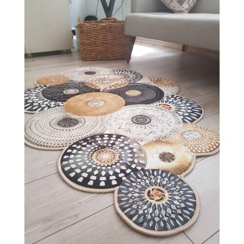 Laser-Cut Living Room Rug Home Decoration Trend Pattern Slip-Resistant Faux Leather Sole Foal Feather Fabric 11mm Thickness Runner Carpet