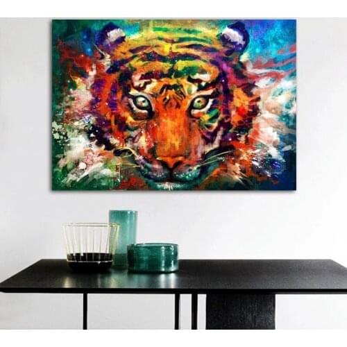 Colorful Tiger Home Decor Canvas Painting Animal Posters Wall Art Pictures for Living Room Study Oil Painting Printed On Canvas