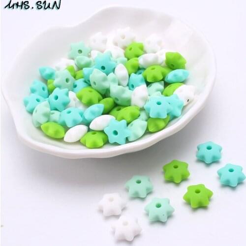 MHS.SUN Loose silicone teething beads little six-pointed star baby BPA free chewable jewelry silicone nursing accessories 10mm
