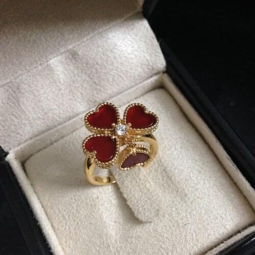 Fashion red flower ring for women