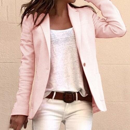 Fahion Long Sleeve Candy Colors Slim Office Blazer Mujer 2021 Autumn Casual Thin Blazers Women Suit Jackets Pink Coat