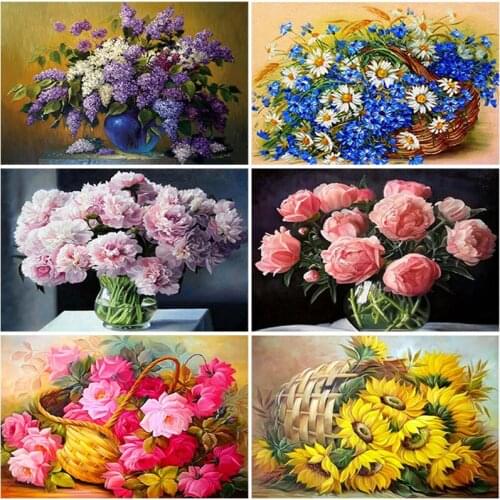 Scenery DIY 5D Diamond Painting Daisy Cross Stitch Full Round Resin Diamond Embroidery Flower Rhinestone Picture Home Decor Gift