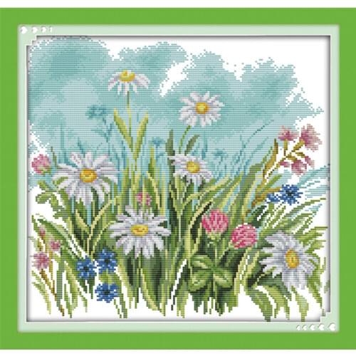 The wild flowers cross stitch kit 14ct 11ct count print canvas stitching embroidery DIY handmade needlework