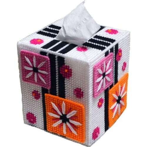 DIY Handmade Needlework Embroidery Cross Stitch Product Kits Flower Craft Tissue Box Living Room Home Decor Wedding Decoration
