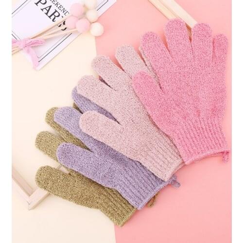 2021 New 2Pcs Shower Bath Gloves Exfoliating Loofah Body Scrubber Wash Skin Spa Massage
