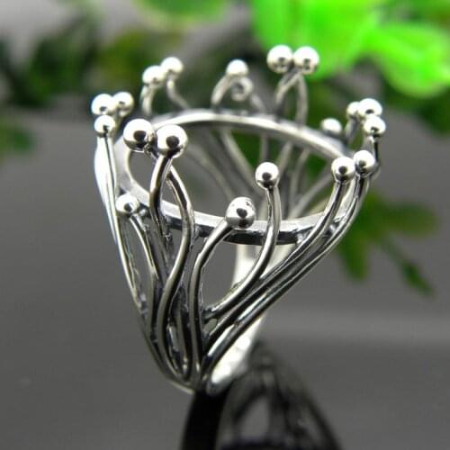 New Heteromorphic Baroque 925 Sterling Silver Ring Blank Empty Tray Inlaid Crystal Turquoise Natural Gem Women Diy Accessories