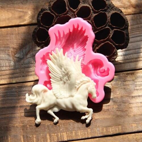 Newest Silicone Pegasus Horse Fondant Mould Cake Chocolate Soap Sugarcraft DIY Mold