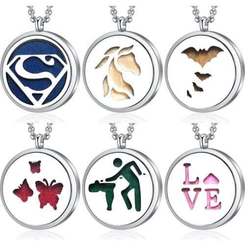 New Aromatherapy Essential Oil Diffuser Butterfly Pendant Open Perfume Locket Women Charm Necklace Stainless Steel Jewelry Gift