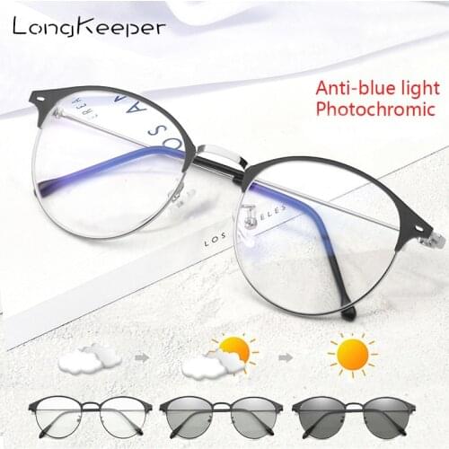 New Trendy Photochromic Glasses Men Women Anti Blue Light Computer Gaming Glasses Frame Vintage Color Changed Oculos De Sol