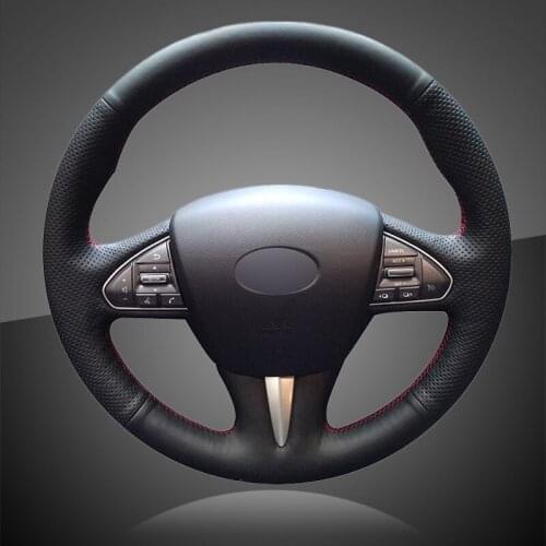 Car Braid On The Steering Wheel Cover for Infiniti Q50 2014 2015 2016 2017 QX50 2015 2016 2017 Auto braid Steering Wheel Covers