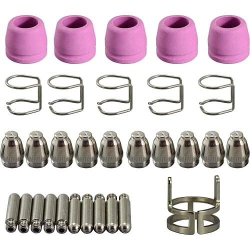 RIVERWELD 31pcs WSD-60P WSD-60 60P Plasma Cutter Torch Pilot ARC starting Spacer Stand Off Guide Consumables Electrodes Tips 0.9