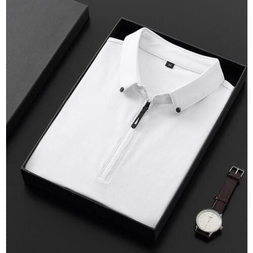 Summer Men Short Sleeve Casual Shirts Zipper Cotton Polo Shirts Men Dress Shirts Solid Streetwear Casual Fashion Men Tops