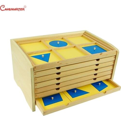 Montessori Geometric Cabinet Sensory Educational Toys Tray Preschool Beech Wood Materials Toy Kids International Version