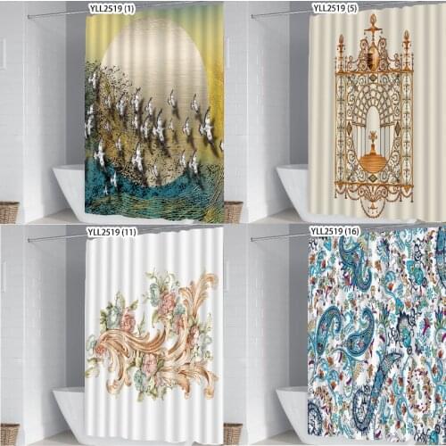 Nordic wind flowers and birds shower curtain waterproof curtains shower curtain floral pink shower curtain set Set for bathroom