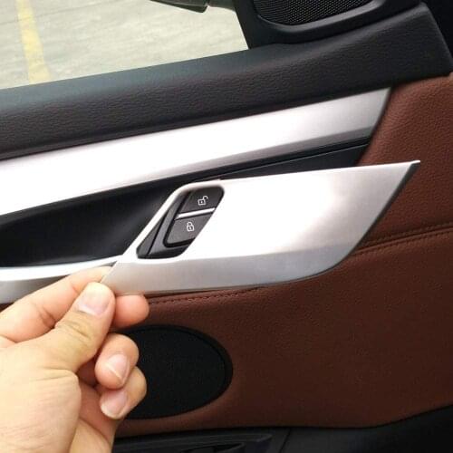Carbon Fiber Style ABS Chrome Safety Door Lock Cover Trim For BMW X5 X6 F15 F16 2014 2015 2016 2017 2018 Car Accessory Styling
