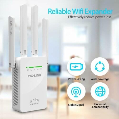 300Mbps WiFi Repeater Wireless Repeater Range Extender Signal Amplifier for Home Office with 4 High Gain External Antennas