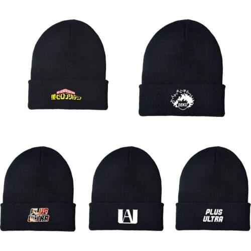 Anime Boku No Hero Academia Bakugou Katsuki Wool Knitted Cap Warm Cosplay Props Fashion Casual Hip Hop Printing Hat Unisex
