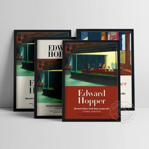 Edward Hopper Museum Exhibition Poster, Nighthawks Wall Art, Hopper Chop Suey Oil Painting, Contemporary Life Landscape Picture