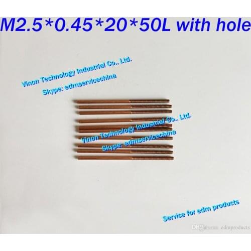 10pcs/lot) M2.5*0.45*20*50mm Metric Copper Orbital Tapping Electrode with flushing hole for EDM spark machine,edm copper thread