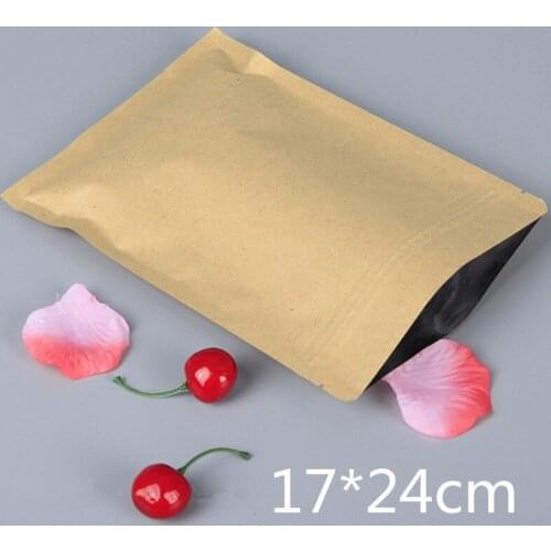 100pcs 17*24cm Ziplock Seal Kraft Paper Bag with Aluminum Foil Coated