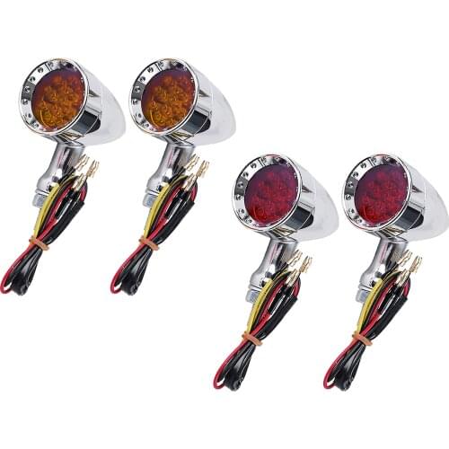 2Pcs LED Turn Signal Light 12V Mini Durable Motorcycle Scooter Indicators Signal Lamp Flashing Zinc Alloy for Motorbike