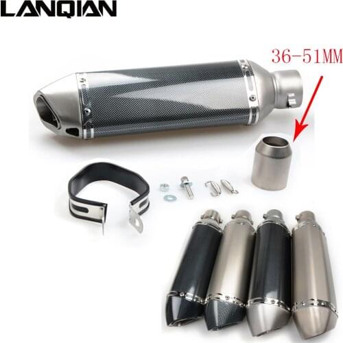 38- 51MM Carbon fiber Motorcycle Escape Modified Muffle Exhaust Pipe for HONDA CBR 125 250 CB400 CB600 YZF FZ400 Z750 RACING