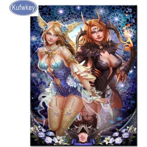 5D Diamond mosaic japanese anime sisters picture of rhinestones,DIY Diamond embroidery cartoon diamond painting cross stitch kit