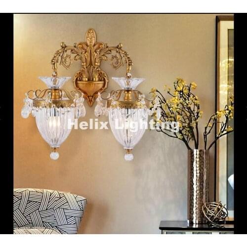 Free Ship! European Luxurious Gold Brass Color E14 Wall Lamp Living Room Wall Light lamparas de pared applique murale luminaire